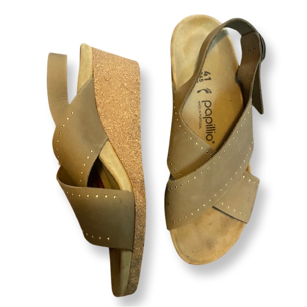Tan Papillio studded Sandal wedge
